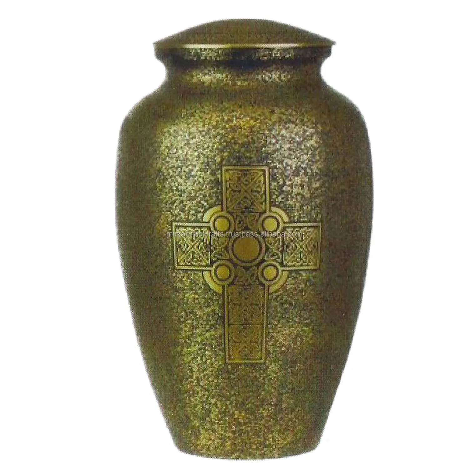 Moderne Begrafenis Memorial Slate Keltische Religieuze Crematie Urn Voor Menselijk As Handgemaakte Messing & Aluminium