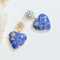 Colliers pendentifs en cuivre et laiton pour femmes ACME, vente chaude, dernières nouveautés, vente en gros d'usine, insert en émail bleu, élément flèche et fleur