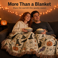 Couverture de canapé douce à motif personnalisé, tapisserie tissée en polyester et coton, couverture d'Halloween pour la décoration, vente en gros
