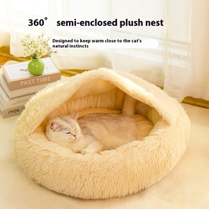All-Klimaat Pluche Hub Dual-Layer Wasbare Cover Cover <span class=keywords><strong>Cat</strong></span> Small Dog <span class=keywords><strong>Bed</strong></span> <span class=keywords><strong>Thermo</strong></span>-Regulering Voor De Zomer Winter - Product Image 3