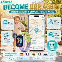 Montre connectée pour enfants LAGENIO 4G avec carte SIM, GPS, SOS, appel vidéo, étanche IP68, écran AMOLED, mode classe, assistant vocal IA, montre-téléphone