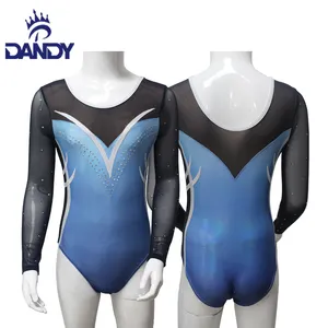 Wholesale Custom Ballet Dance Leotards Girls Long Sleeve Gymnastics Leotards With Rhinestone Women Adult Gymnastics