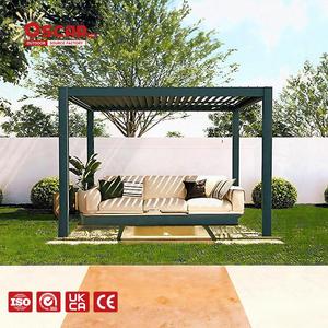Gazebo de Aluminio Resistente a la Oxidación para Patio con Techo Rígido y Techo Blando de 2 Niveles, Cortinas Laterales, Pérgola Retráctil para Eventos - Product Image 1