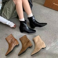 Bottines à bout pointu pour femmes, talon compensé caché, fermeture éclair arrière, bottes de style western multicolores