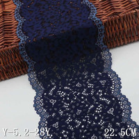 Multi Colors 23cm Noir rose Marron Lingerie Stretch Mesh Elastic Flower Lace Trim for Dress Stock Lot