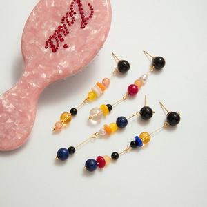 Pendientes de araña con borlas de cuentas acrílicas coloridas, joyería de moda para fiestas - Product Image 4