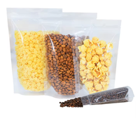 Pochettes personnalisées imprimées dorées avec fenêtre transparente, dos en aluminium et Mylar, refermables à fermeture éclair pour emballage de sushis, lait, aliments pour animaux, gelée