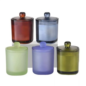 Bocal en verre épais multicolore, carré, grand, rond, style <span class=keywords><strong>fauvisme</strong></span>, vide, pour décoration intérieure, aromathérapie, fabrication de bougies - Product Image 4