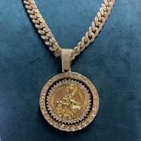 Nouvel Arrivage Collier Pendentif Rotatif en Cristal Style Hip-hop pour Enfants, Plaqué Or, Religieux Chrétien, Style Cubain, pour Fête