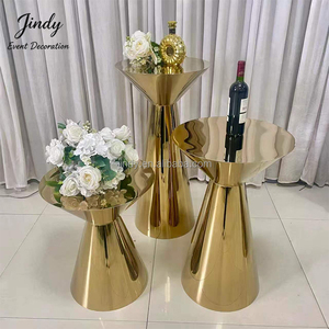 Décoration d'événements de mariage JINDY, design luxueux, table ronde en acier inoxydable doré, socle de mariage doré - Product Image 2