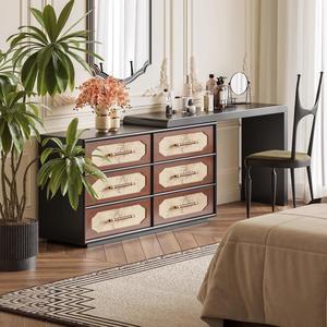 Vintage Style Dressing <b>Table</b> With <b>Bamboo</b> Leaf Design Mirror Included Bedroom Furniture For Home Use - Product Image 1