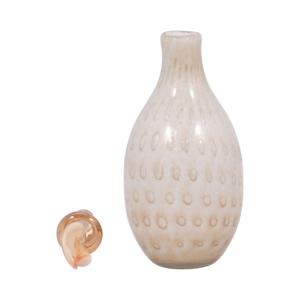 Teardrop Glass <b>Vase</b> With Leaf Topper Sculptural Decor For Home Bedroom Office Table - Product Image 5