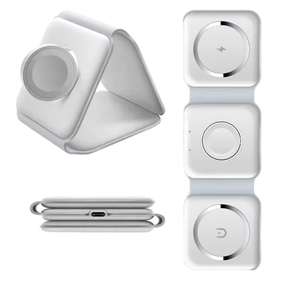 3-in-1 draagbaar 15W multifunctioneel draadloos oplaadstation, bureau-oplader voor mobiele telefoons, opvouwbare magnetische oplader - Product Image 1