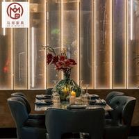 Meubles de café de restauration rapide de luxe carré ardoise velours demi-cercle canapé banquette sièges table de restaurant et ensembles de chaises