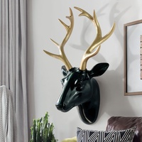 Tête de cerf en résine 3D de style européen, ornement mural créatif en forme de tête d'animal simulé pour la décoration de salon et de maison
