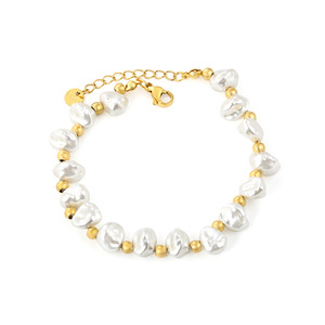 Conjunto de collar y pulsera de perlas irregulares barrocas para mujer, 45cm, 18+3cm, joyería de perlas de agua dulce, estilo francés vintage - Product Image 5