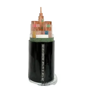 Venta de fábrica 0,6/1KV núcleos de cobre 4 núcleos 240mm y un cable de alimentación de aislamiento XLPE retardante de núcleo de 120mm