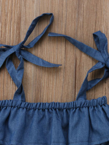 Vêtements pour bébés importés de Chine Ensemble haut et sous-vêtements en jean pour filles - Product Image 3