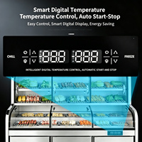 Vitrine Réfrigérée Commerciale à Double Température et Trois Niveaux, Réfrigérateur de Conservation avec Congélateur pour Restaurant