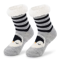 Chaussettes d'hiver personnalisées avec logo pingouin, doublées en sherpa, épaisses, antidérapantes, pour la maison, vente en gros