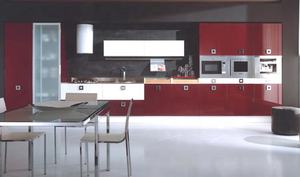 Armoires de cuisine modernes en laque rouge brillante - Product Image 5