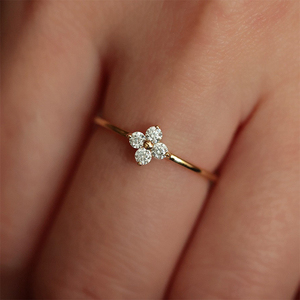 Anéis Minimalistas de Trevo de Quatro Folhas AR001 em Prata Esterlina 925 com Revestimento em Ouro/Ródio, Joias Finas para Casamento e Festas para Mulheres - Product Image 2