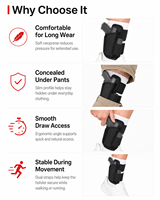 Holster de cheville OEM en néoprène réglable pour port dissimulé avec pochette pour chargeur, compatible droitier/gaucher, pour pistolets compacts - Vente en gros