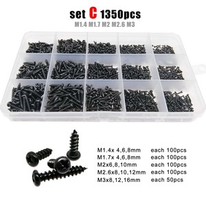 700/2010 pièces M1 M1.2 M1.4 M1.7 <span class=keywords><strong>M2</strong></span> M3 M4 Mini croix Phillips tête cylindrique autotaraudeuse vis à bois Kit boîte JIS pouces acier noir - Product Image 4