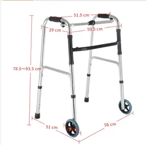 Andador dobrável de alumínio para idosos, atacado, caminhada dobrável de alumínio com rodas de 5 ", auxiliar a caminhada, para adultos
