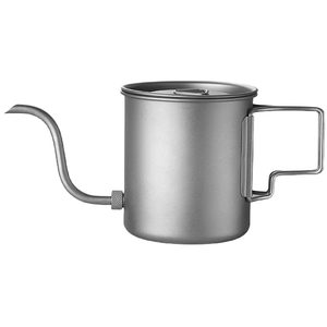 Pure titanium outdoor hand brewed coffee pot with spout, detachable <b>cup</b>, mug, <b>camping</b> lightweight with lid, portable - Product Image 1
