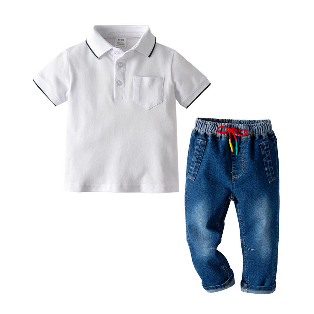 Baby Boy Summer Clothes Sets Boys Cotton POLO Shirt Denim Pants