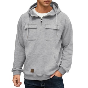 Sweat-shirt à capuche zippé athlétique pour homme avec poches cargo, en molleton vert, coupe ample, 100 % coton, idéal pour l'été, offre ODM - Product Image 3