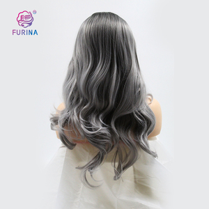 Furina parrucche cosplay di spedizione veloce parrucche sintetiche ombre grigie ondulate lunghe ad alta temperatura per le donne - Product Image 2