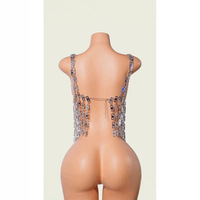 Top Corset Transparent en Acrylique Scintillant à Bretelles Fines et Chaîne, Style Festif et Polyvalent, pour l'Exportation