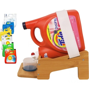 <span class=keywords><strong>Porta</strong></span> detersivo per bucato in bambù con vassoio per tazza, supporto per detersivo angolato con cinturino - Product Image 4