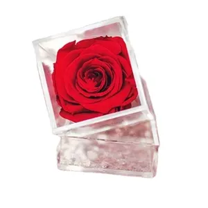 صندوق إكريليك للزهور مضاد للغبار صندوق عرض زهور شفاف مزود بغطاء صندوق هدايا زهور لحفلات الزفاف