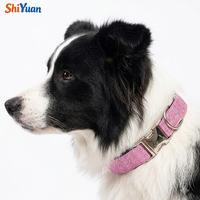 Collier pour chien SHIYUAN de luxe en plumes et paillettes, fermeture éclair à dégagement rapide, sangle brillante pour animaux de compagnie de taille moyenne à grande