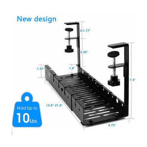 Organizador de cable retráctil para escritorio, bandeja de cable sin taladro, cesta de metal resistente, bandeja de gestión de cable debajo del escritorio con abrazadera - Product Image 5