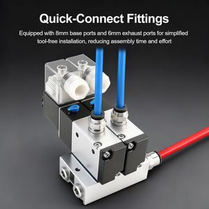 Válvula Solenoide de 4 Estaciones Baomain, Colector de Válvulas Neumáticas de 3 Vías y 2 Posiciones, 12V CC, Puerto de 1/4 PT, Construcción Metálica - Product Image 4