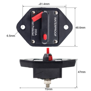 Disjoncteur plastique 2 pôles DC 12V 20A-200A étanche à réinitialisation manuelle pour bateau, camion, camping-car, audio automobile - Product Image 5
