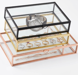 <span class=keywords><strong>Boîte</strong></span> <span class=keywords><strong>à</strong></span> <span class=keywords><strong>Bijoux</strong></span> Vintage Moderne Noire Mate pour Cadeau de Mariage, Cadeau de Demoiselle d'Honneur, Montre, Souvenir, Bibelot, en <span class=keywords><strong>Verre</strong></span> <span class=keywords><strong>et</strong></span> <span class=keywords><strong>Laiton</strong></span> Métallique – Vente Directe Usine - Product Image 1