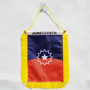 Küçük Mini flama saten baskılı özgürlük gün 1985 yılından bu yana ulusal gün 4 ''x 6'' Juneteenth bayrağı