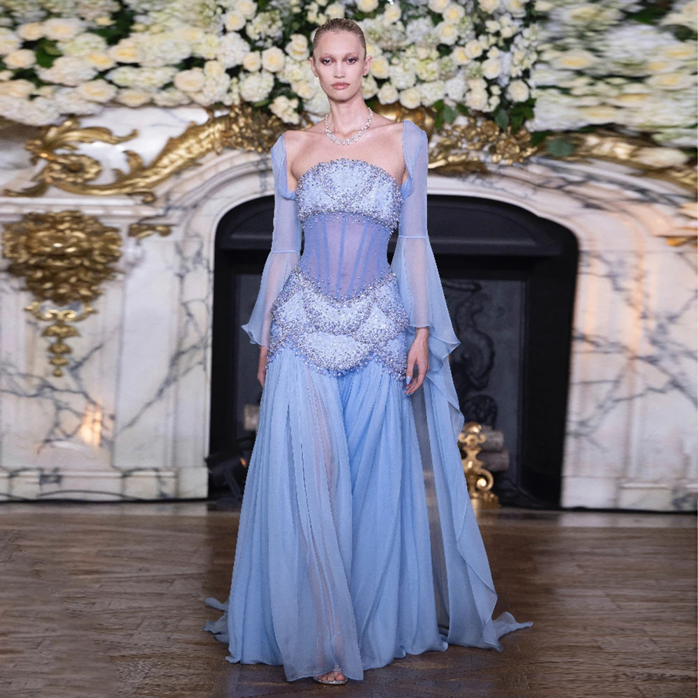Elegant Blue and Yellow Evening Dresses for Women's Events