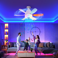 Kipas kipas langit-langit, bohlam kipas langit-langit bergerak rotasi, kepala rotasi elektrik, peredupan 360 putih Remote Control, kipas langit-langit E27 Modern dengan lampu