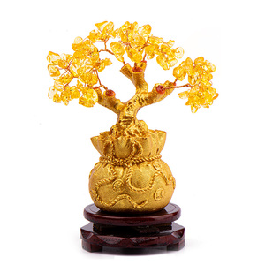 Nueva llegada resina decoración madera maciza Base Feng Shui dinero árbol cristal dinero árbol estatuilla - Product Image 1