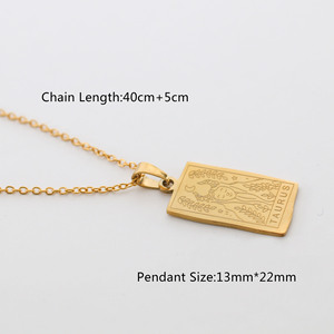 18K金メッキ女性用ステンレス鋼タロットゾディアックデザイン12星座ペンダントネックレス - Product Image 3
