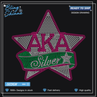 Desain Transfer Rhinestone Kustom untuk Sorority, Cepat Kirim, Hot Fix, Tempel Setrika