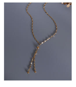 Da donna <span class=keywords><strong>in</strong></span> <span class=keywords><strong>oro</strong></span> reale placcato <span class=keywords><strong>in</strong></span> acciaio inossidabile 18K gioielli di moda nappa catena a maglie collane - Product Image 6