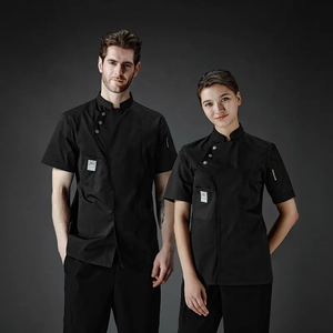 Personalizar Color Blanco Poly Algodón Hotel bar Restaurante Chef Uniforme Sarga Tela Abrigo/Chef Chaqueta - Product Image 5