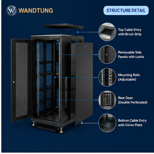 19 Inch Indoor Network Server Cabinet Floor Standing Data Rack Cabinet 18-47U for Data Center Communication Equipment